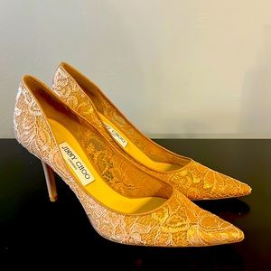 Jimmy Choo lace/leather pump